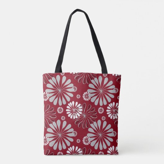 Monogram Bourgogne en Gray Floral Tote Bag (Achterkant)