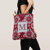 Monogram Bourgogne en Gray Floral Tote Bag (Dichtbij)