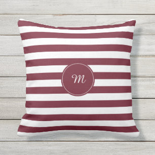 Monogram Bourgogne en White Stripes Pattern Buitenkussen