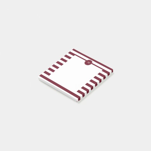 Monogram Bourgogne en White Stripes Pattern Post-it® Notes (Schuin)