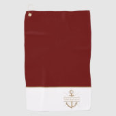 Monogram Bourgogne Gold Anchor uit de Nautische fa Golfhanddoek (Voorkant)
