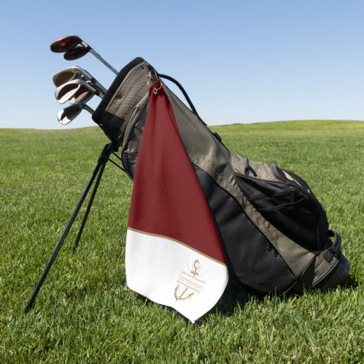 Monogram Bourgogne Gold Anchor uit de Nautische fa Golfhanddoek (Groen)