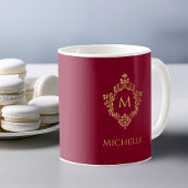 Monogram Bourgogne Goud   Crest Naam Koffiemok