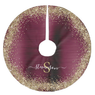 Monogram Bourgogne Gouden Glitter Girly Glam Kerstboom Rok