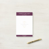 Monogram Bourgogne Modern Elegant Business Post-it® Notes (Op bureau)
