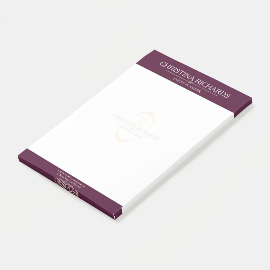 Monogram Bourgogne Modern Elegant Business Post-it® Notes (Schuin)