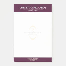 Monogram Bourgogne Modern Elegant Business Post-it® Notes