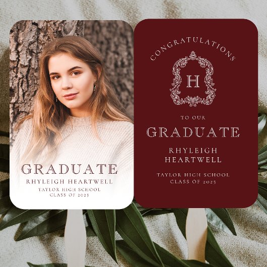 Monogram Bourgogne Wit Foto Afstuderen Handwaaier