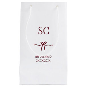 Monogram Bourgondië Boog Bruidsmeisje Modern Naam  Klein Cadeauzakje