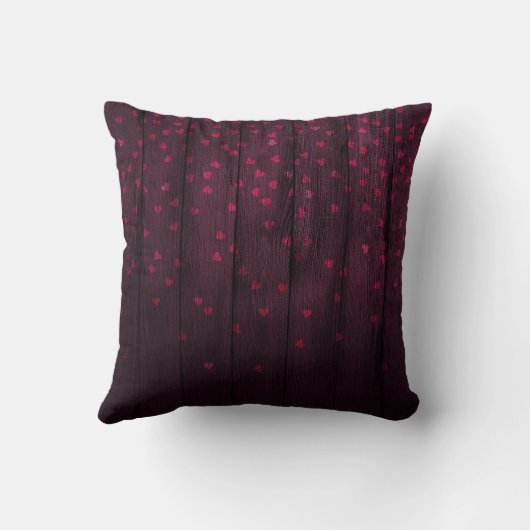 Monogram Bourgondië en Rode Harten Confetti Naam Kussen (Achterkant)