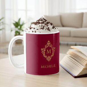 Monogram Bourgondië Gouden Vintage Sierlijke Wapen Koffiemok