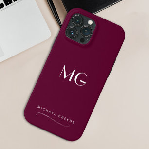 Monogram Bourgondische minimalist met naam Case-Mate iPhone Case