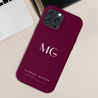 Monogram Bourgondische minimalist met naam Case-Mate iPhone Case
