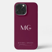 Monogram Bourgondische minimalist met naam iPhone Hoesje (Achterkant)