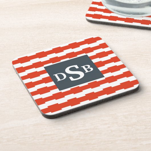 Monogram Boxstripe Patroon Drankjes Onderzetter (Linkerzijde)
