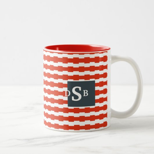 Monogram Boxstripe Patroon Tweekleurige Koffiemok (Rechts)
