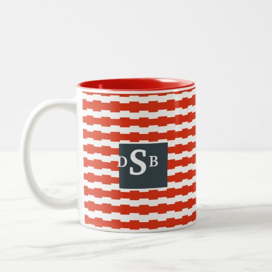 Monogram Boxstripe Patroon Tweekleurige Koffiemok (Links)
