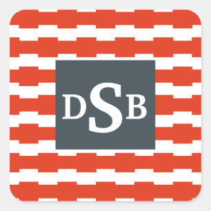 Monogram boxstrippatroon vierkante sticker