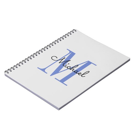 Monogram Boy Name Initiaal Blue Black Notitieboek (Linkerzijde)