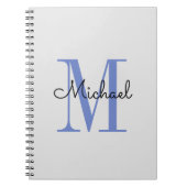 Monogram Boy Name Initiaal Blue Black Notitieboek (Voorkant)