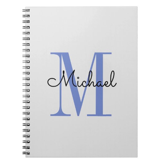 Monogram Boy Name Initiaal Blue Black Notitieboek (Voorkant)