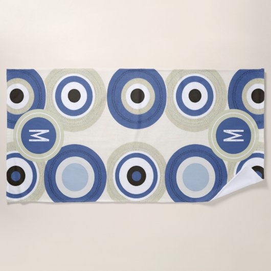 Monogram Boze Oog Retro Moderne Strandhanddoek Strandlaken (Voorkant)