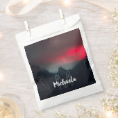 Monogram brandende wolken, mist en bergen bedankzakje (Geknipt)