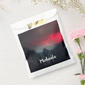 Monogram brandende wolken, mist en bergen bedankzakje (Gezegeld)