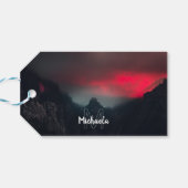 Monogram brandende wolken, mist en bergen cadeaulabel (Achterkant Horizontaal)