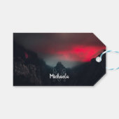 Monogram brandende wolken, mist en bergen cadeaulabel (Voorkant (Horizontaal))