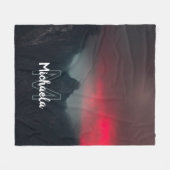 Monogram brandende wolken, mist en bergen fleece deken (Voorkant (Horizontaal))