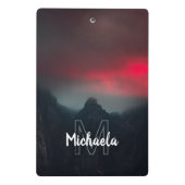 Monogram brandende wolken, mist en bergen mini klembord (Achterkant)