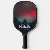 Monogram brandende wolken, mist en bergen pickleball paddle (Achterkant)