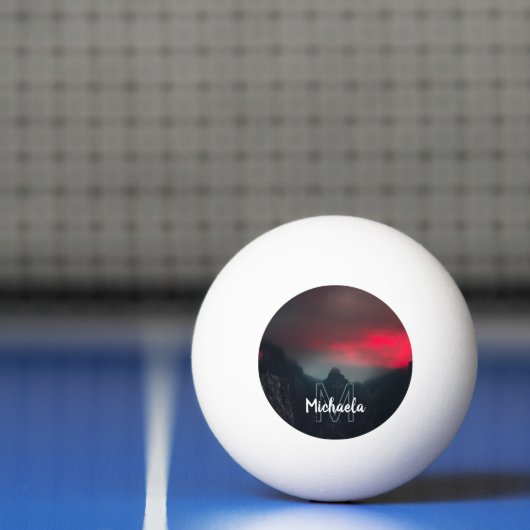 Monogram brandende wolken, mist en bergen pingpongbal (Net)