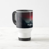 Monogram brandende wolken, mist en bergen reisbeker (Voorkant links)