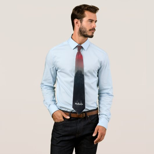 Monogram brandende wolken, mist en bergen stropdas (In situ)