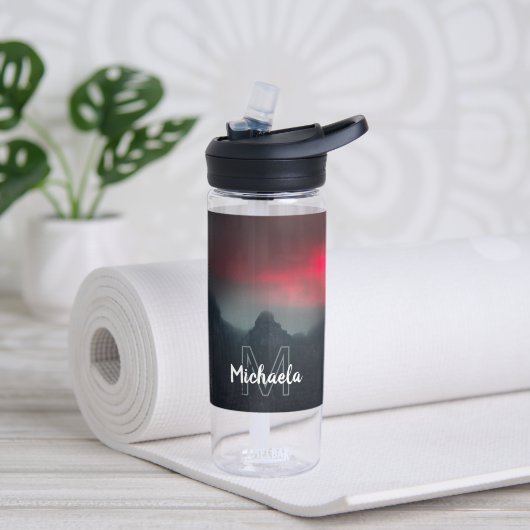 Monogram brandende wolken, mist en bergen waterfles (Links)