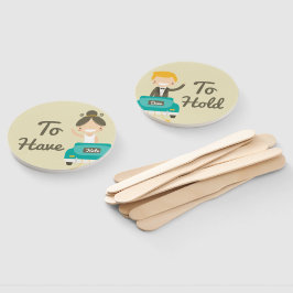 Monogram. Bride And Groom. Om te hebben en te houd Handwaaier