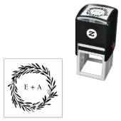 Monogram Bride en Groom Initialen Wreate Zelfinktende Stempel (In situ)