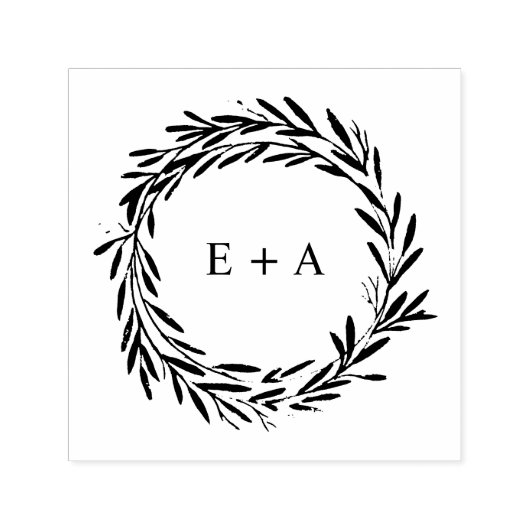 Monogram Bride en Groom Initialen Wreate Zelfinktende Stempel (Design)