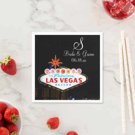 Monogram Bride Groom Wedding Las Vegas Sign Night Servet (Insitu)