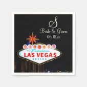 Monogram Bride Groom Wedding Las Vegas Sign Night Servet (Voorkant)