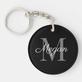 Monogram Bridesmaid Gift met naam Zwart Sleutelhanger