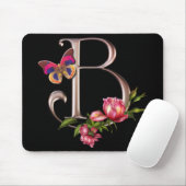 MONOGRAM BRIEF B MET ROZEN EN BUTTERFLES MUISMAT (Met muis)