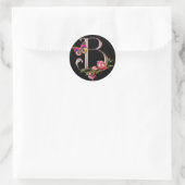 MONOGRAM BRIEF B MET ROZEN EN BUTTERFLES RONDE STICKER (Tas)