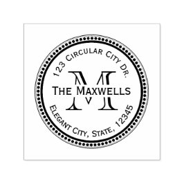 Monogram Brief Cirkel Punt Ronde Adres Stempel