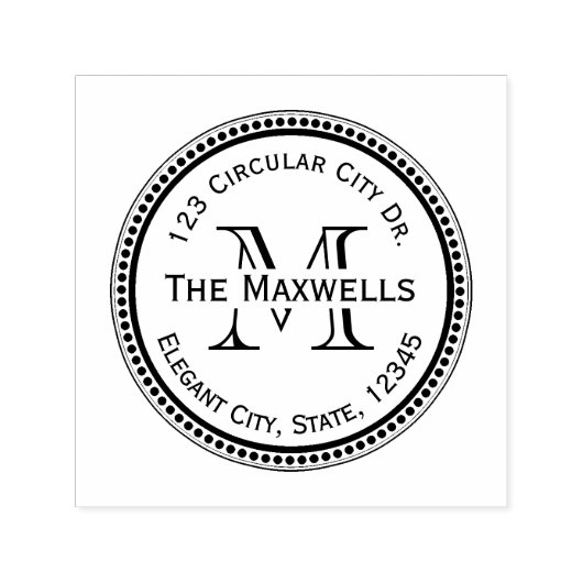 Monogram Brief Cirkel Punt Ronde Adres Stempel (Design)