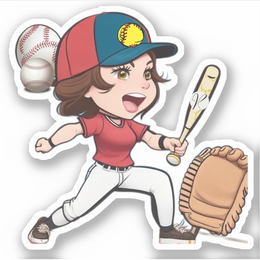 Monogram brief moeder van beide softbal honkbal sticker (Voorkant)