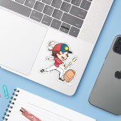 Monogram brief moeder van beide softbal honkbal sticker (Laptop met iPhone)