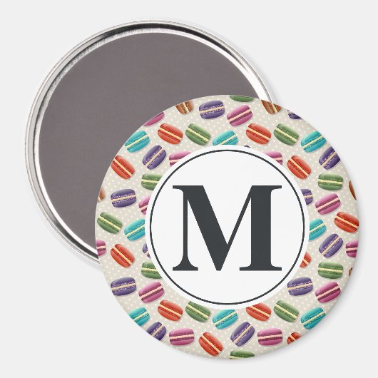 Monogram brief op kleurrijk Macaron patroon Magneet (Voorkant / Achterkant)